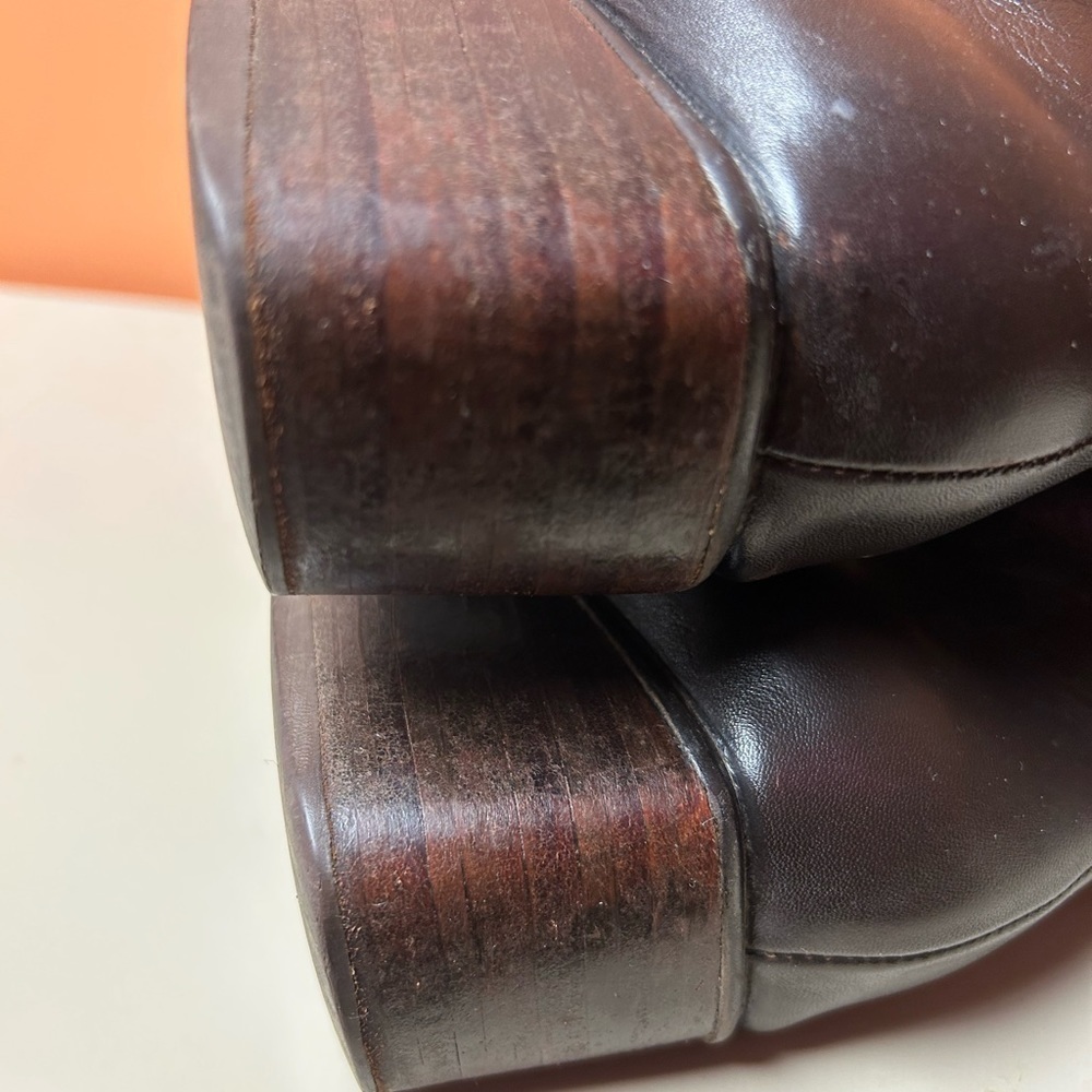 EMILIO PUCCI LUXURY BROWN LEATHER LOW HEEL BOOTS - Picture 7 of 10